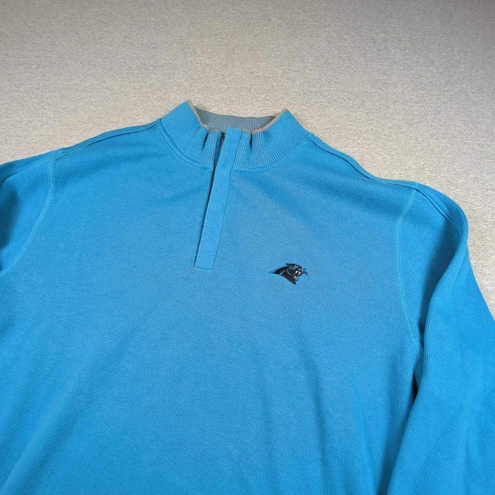 Cutter & Buck Carolina Panthers NFL Blue Snap Mock Neck Pullover Mens XL